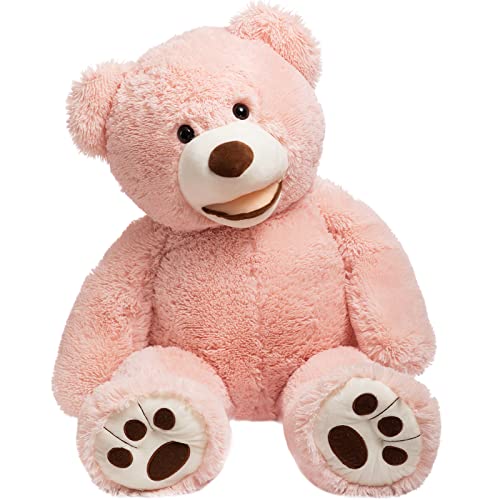 Hollyhome Giant Teddy Bear Stuffed Animals Plush Smile Bear With Footprints For Kids And Girlfriend 39 Inch Pink #TOP4