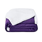 Deconovo Plaid Coperta Sherpa Divano, Coperta Pile Doppio Strati Matrimoniale Ultra Moderna e Soffice Spessa per Letto Singolo 130x150 cm Viola