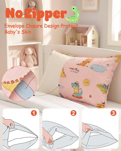Image of ALVABABY Toddler Pillowcases 2 Pack Organic Cotton Fit 13 inchx 18 inch or 12 inchx16 inch Kids Pillow Cover Envelope for Girl Boy Travel(Pillowcase Only)