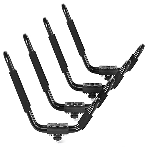 Direct Aftermarket (2 Pairs) Universal Kayak Rack For Car Truck Suv - Rooftop Kayak Carrier J-Bar Holder Mount With Tie Down Straps #TOP4