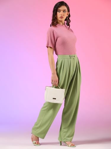 Image of KOTTY Women's High Waist Pleated Wide Leg Trousers