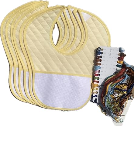 6pcs Yellow Bib to Cross Stitch, 14ct, Cotton Big Size Thick Cotton Blank bib Cross Stitch kit