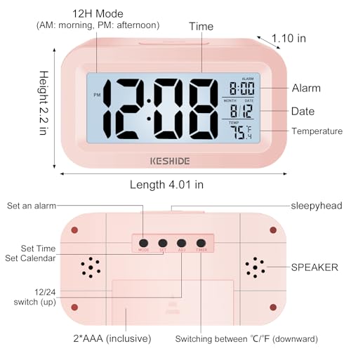 Image of Travel Digital Alarm Clock,Battery Operated with Backlight, Indoor Temperature, Desk Small Clock,Snooze Model,12 /24H Display for Bedrooms Heavy Sleepers Kids Travel Bathroom