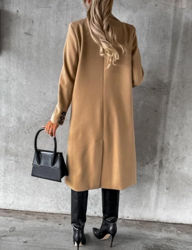 Image of IDEALSANXUN Womens Long Wool Coat Double Breasted Trench Coat Fall Winter Clothes