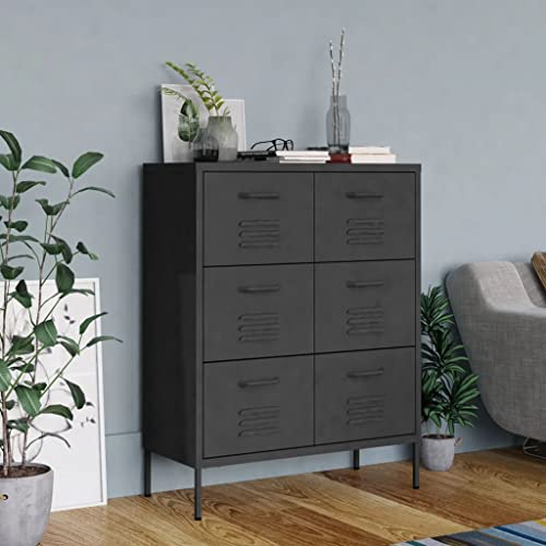 Aktenschrank Industriell Schubladenschrank Büroschrank Werkzeugschrank Metallschrank Stahlschrank Lagerschrank Materialschrank Schrank 80x35x101,5 cm Anthrazit