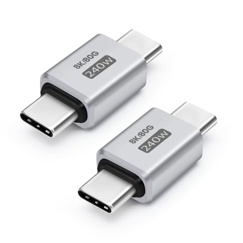 Seminer USB C Adapter 80Gbps (2 Pack), USB 4.0 Type-C Male to Male Data Transfer Connector Compatible for iPhone 16/15, Samsung, MacBook and More USB-C Devices