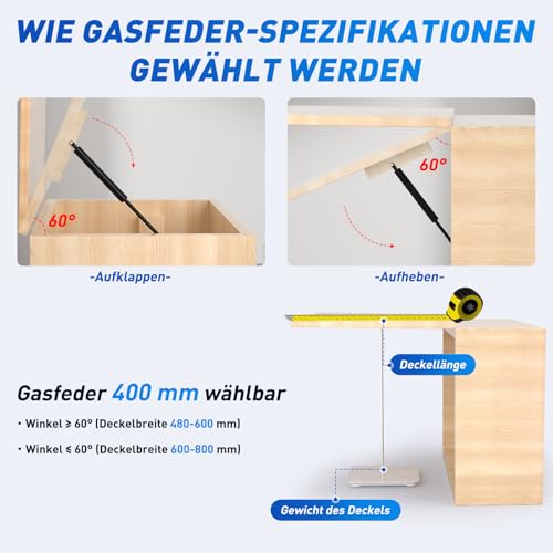 ARANA 400MM 250N Gasdruckfedern, 25KG Gasfeder Ersatz Gasdruckdämpfer Hydraulisch Halterung Für Schranktür, Spielzeugkiste, Bank LId Wohnmobiltür und kreative DIY Anwendungen, 2 Stück