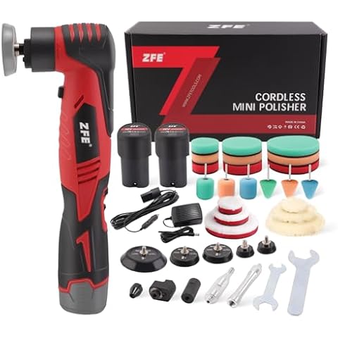 ZFE Mini Oribtal Polisher Variable Speed Car Polisher 12V Car Detailing Machine, Rechargeable Batteries, Polisher for Car Detailing Polishing Cleaning Cover
