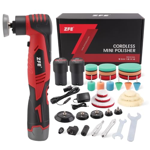 ZFE Mini Oribtal Polisher Variable Speed Car Polisher 12V Car Detailing Machine, Rechargeable...