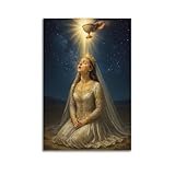 CZHXYZ Leinwandposter, Wandkunst für Schlafzimmer und Wohnzimmer, religiöser Heiliger Gral, Segen, Frau, 20 x 30 cm, ungerahmt