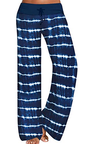 Image of Elsofer Women's Comfy Lounge Pants Soft Floral Pajama Pants Loose Drawstring Wide Leg Palazzo Pants for Sleep, Casual Wear
