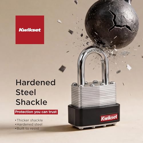 Kwikset Laminated Steel Padlock with Hardened Steel Shackle, 2-Pack, Silver - image 5