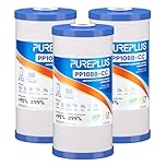 PUREPLUS 5 Micron 10" x 4.5" FXHTC Whole House Big Blue Sediment and Carbon Water Filter Replacement Cartridge for GE GXWH40L, GXWH35F, GNWH38S, Culligan RFC-BBSA, WRC25HD, RFC-BB, PP10BB-CC,3Pack