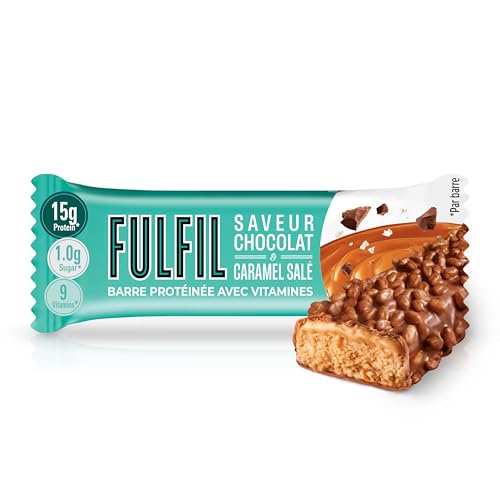 Fulfil Vitamin and Protein Bars (15 x 40g Bars) — Chocolate Salted Caramel Flavour — 15g High Protein, 9 Vitamins, Low Sugar