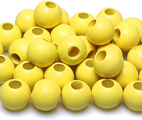 50pcs 20mm Macrame Wood Beads Red Dyed Large Hole Wooden Beads for DIY Handmade Project Crafts ( 8mm Hole )