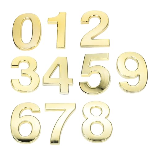 Baluue 10 pezzi Targhette Numeriche Autoadesive Dorate per Casa Appartamento e Cassetta Postale Numeri Resistenti all Acqua per Interni ed Esterni