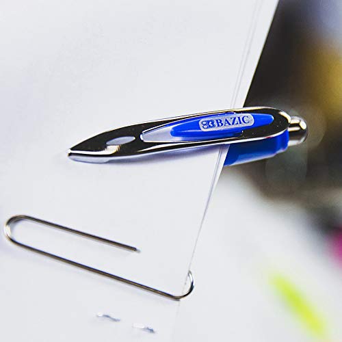 Bazic Oil Gel Ink Retractable Pen W/Rubberized Barrel & Metal Clip, Ciel 0.7 Mm Medium Point Smooth Writing, For Office School (2/Pack), 6-Pack #TOP3