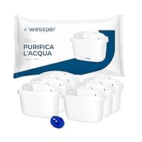 Wessper Filtro Acqua per Caraffa Filtrante, Compatibili con le Brita Maxtra +, Cartuccia Filtrante con Carbone Attivo e Resina a Scambio Ionico, Cartucce Filtri - 6 Pezzi