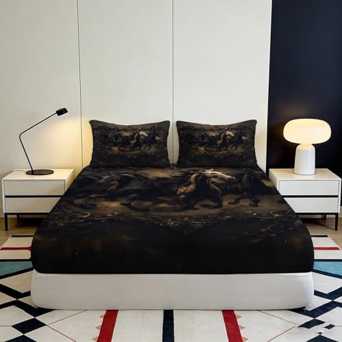 Drap housse cheval noir antidérapant en microfibre douce et lavable - 4
