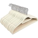 Juvale Ivory Velvet Hangers - Ultra-Thin, Velvet, No Slip, Clothes Hangers for Pants, Blouses, Dresses - 50 Count