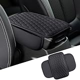 Mittelkonsole Auto Armlehnenschoner,Upgraded Microfiber Leder Armlehnen Polster mit 2 Taschen,Kratzfest Aufbewahrungstaschen Universal für Subaru, Cadillac,GMC,Buick & die meisten Fahrzeuge (Grau)