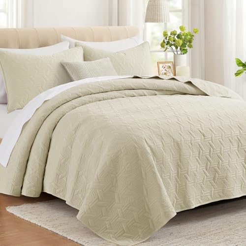 Lavsiry Beige Oversized California Cal King Size Quilt Bedding Set
