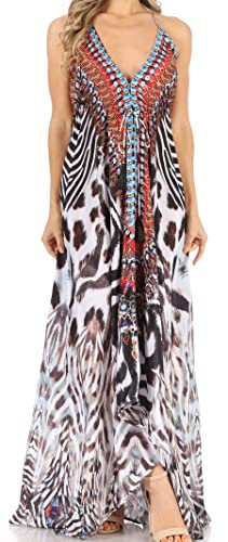 Image of Sakkas Lizi Womens Maxi High-Low Halter Handkerchief Long Dress Beach Party
