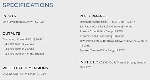 Amplificador AudioControl EPICFOUR 4 Canales 800W RMS Clase D Compacto miniatura 8