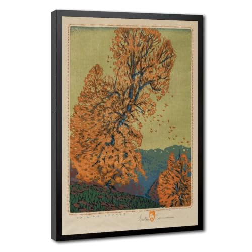 Toile Gustave Baumann de qualité supérieure avec cadre à suspendre en bois véritable