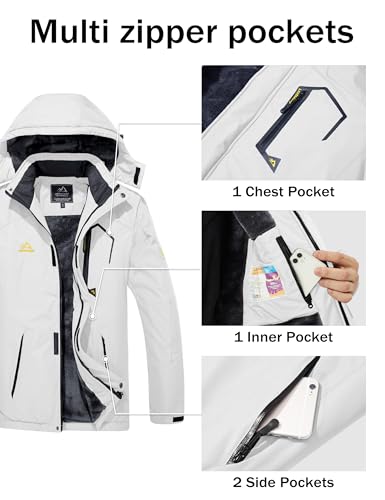 Image of MAGCOMSEN Men's Winter Coats Waterproof Ski Snow Jacket Warm Fleece Jacket Parka Raincoats With Multi-Pockets| Standard Length