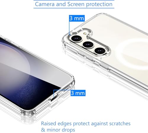 Image of Magnetic Silicone Case for Samsung Galaxy S21FE 5G Compatible with MagSafe, Shockproof Phone Bumper Cover, Anti-Scratch Clear Back (Clear)