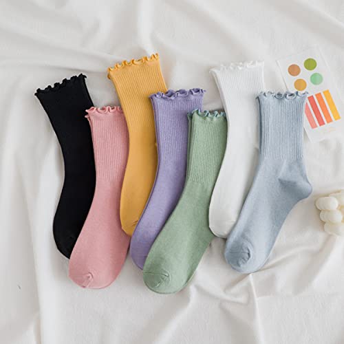 Image of GuaziV Women's Ruffle Socks, Womens Fun Novelty Crew Colorful Fashion Casual Socks