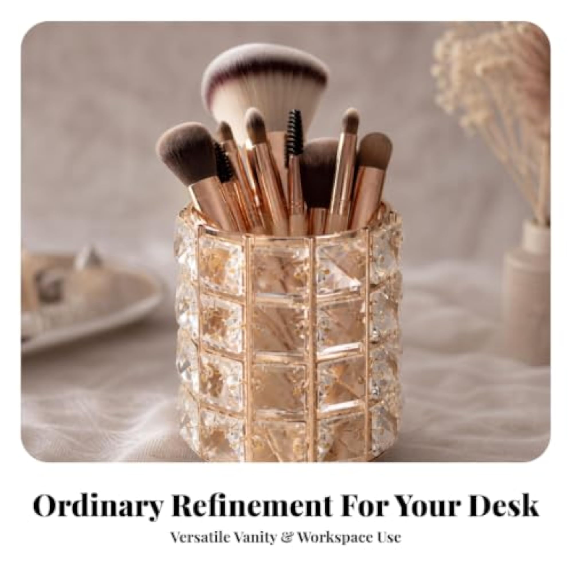 French-Gold Finish Crystal Vanity Organizer with Metal Frame
