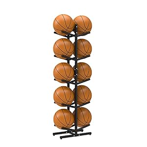 Basketbalrek 5-tier Grote Basketbalhouder, Binnen Openluchtbal Opbergrek, Volleybal Voetbal Sport Bal Organizer, Metaal…