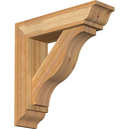 6"W x 22"D x 22"H Funston Traditional Rough Sawn Bracket w/Offset Brace, Western Red Cedar
