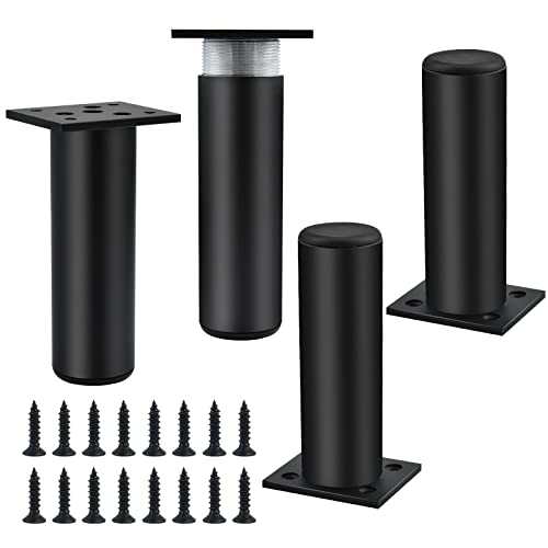 Akamino Möbelbeine, 12,7 cm, 4 Stück, Edelstahl-Schreibtischbeine mit Schrauben, verstellbare und verdickte Ersatzbeine aus Metall für Küchentisch, Stuhl, Sofa, Schwarz Cover