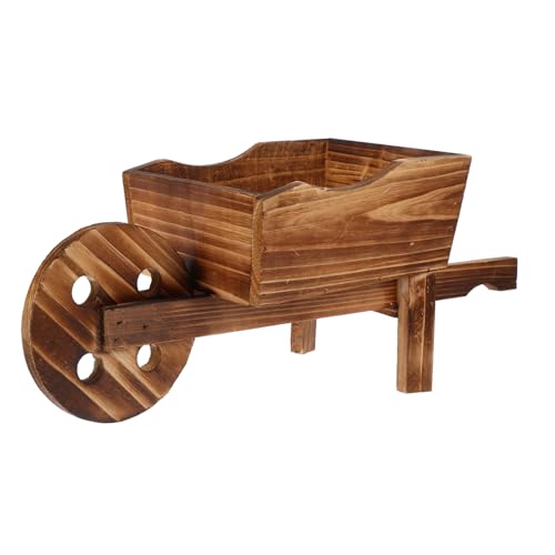 ROMISBABA Carriola in Legno Vaso Da Fiori Combinazione, Fioriera Ornamentale a Carriola Per Piante Succulente, Decorazione Da Giardino e Interni, Contenitore Multifunzionale 46x15,5x19cm