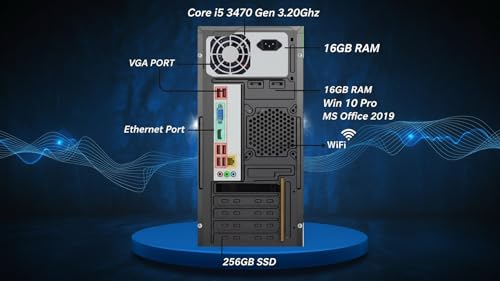 Image of Assembled Desktop CPU with Core i5-3470 Gen 3.20Ghz II 16GB Ram II 256GB SSD II HDMI VGA Ports II Win 10 Pro II WiFi + Bluetooth II MS Office II Full Metal