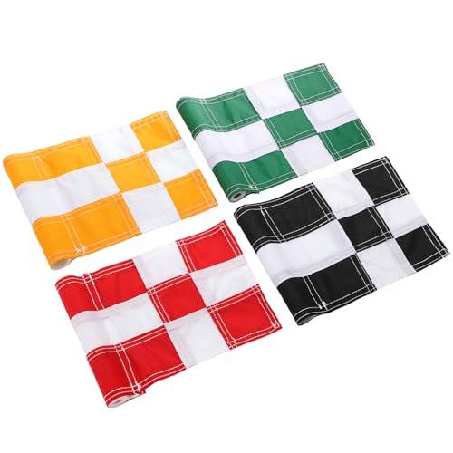Bekith 4 Pcs Golf Flag Mini Fade-Resistant 420D Nylon Golf Flags with Tube Inserted Putting Green Flags for Yard Backyard Garden Practice 8.5x6 Inch