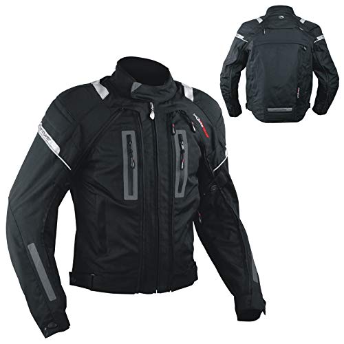 Chaqueta de Moto de Cordura Protectores Impermeable 4 Seasons 4 Capas Negro 3XL