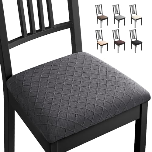 Eozakavod Housse de Chaise 6 Pièces Housse de Coussin de Chaise Housse de Salle à Manger,Démontable Housse Assise Chaise Elastique Jacquard Lavables pour...