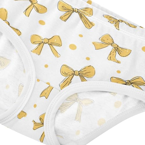 Wusikd Yellow Bows Dots Girls' Underwear Cotton Girls Briefs Soft Toddler Underwear 2T4