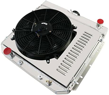 Aluminum Radiator for 1963-1977 Ford Mustang Fairlane Torino Radiador for 1966-1973 Mercury Comet 3 Row Radiators Shroud 1x14" Fans Thermostat Relay Kit