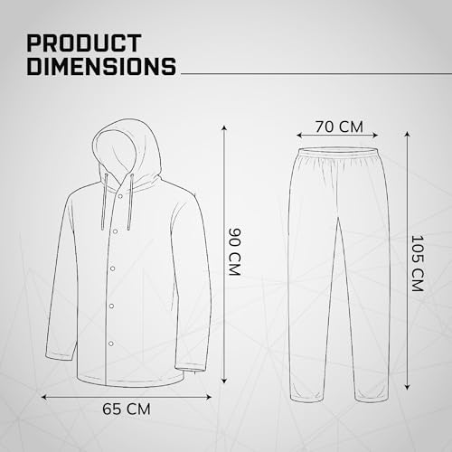 Image of ROBUSTT Unisex EVA Rainsuit Jacket & Pant Set (Pack of 10) | Grey | Waterproof Raincoat for Men & Women | Hooded Full Body Rain Protection | Lightweight, Reusable Rain Wear for Bike & Outdoor Use