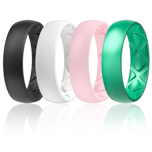 Image of Egnaro Silicone Wedding Bands Women, Inner Arc Ergonomic Breathable Design