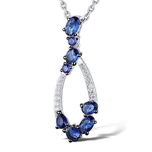 namana Elegante Collar Colgante Azul para Mujer. Collares de Plata de Ley 925 para Mujer con Piedras Azules y Circonitas. Collar de Plata de Ley 925 para Mujer con Caja de Regalo