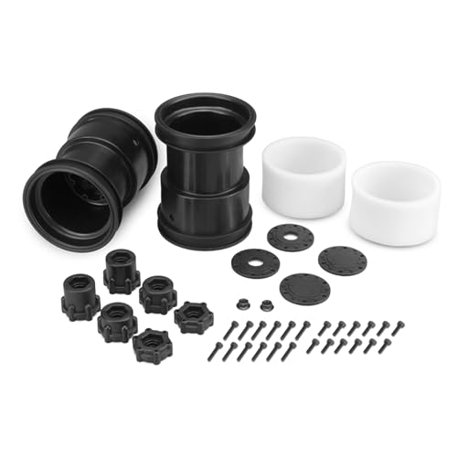 J Concepts 3377B Tribute 2.6x3.6 Monster Truck Wheels with Adaptors, Black (1 Pair)