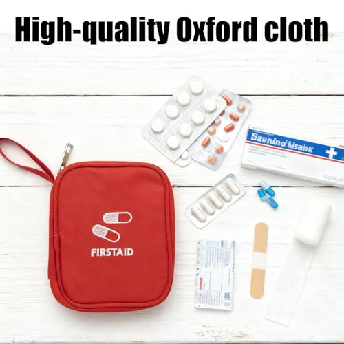 ALLY-MAGIC Medikamententasche Reise, Kompakte Reiseapotheke Tasche aus Oxford Tuch, Wasserdicht und Tragbar für Urlaub, Wandern, Auto oder Büro, Mit Handgriff und Klarsichtfächern E23-LXJJB