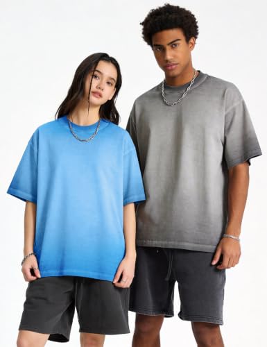 Eisctnd Oversized T-Shirts for Men Women - Cotton Loose Fit Baggy Vintage Casual Streetwear Gym Workout Unisex Tee(BlackGreyBlueCoffee-XL) — view 5