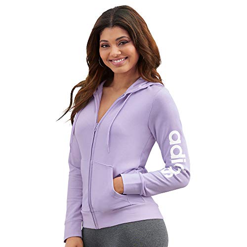 adidas Women's Essentials Hooded Track Top Purple Tint/White 2X